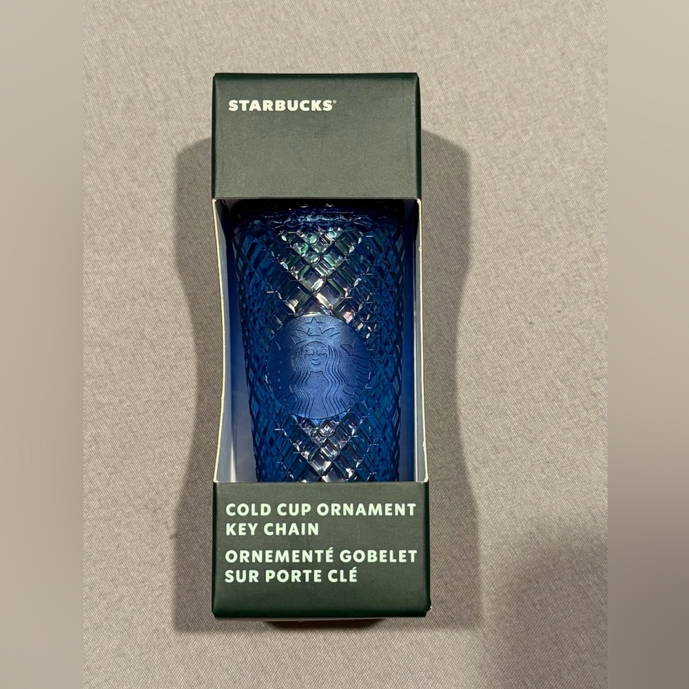 Starbucks Cold Cup Keychain Ornament - 2022 Blue Jeweled New!